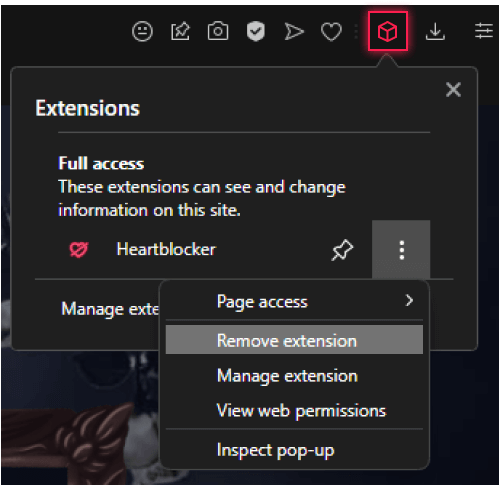 How to remove extension