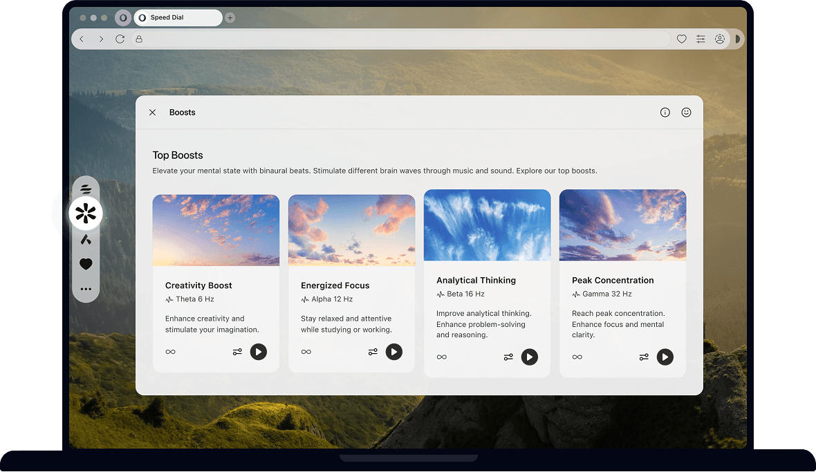 Download Opera Air to browse with boosts