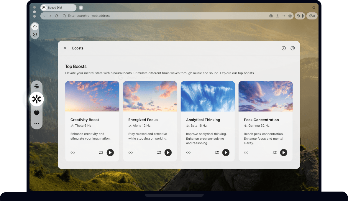 Download Opera Air to browse with boosts