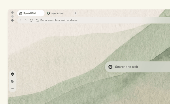 Opera Air browser with open Start page.