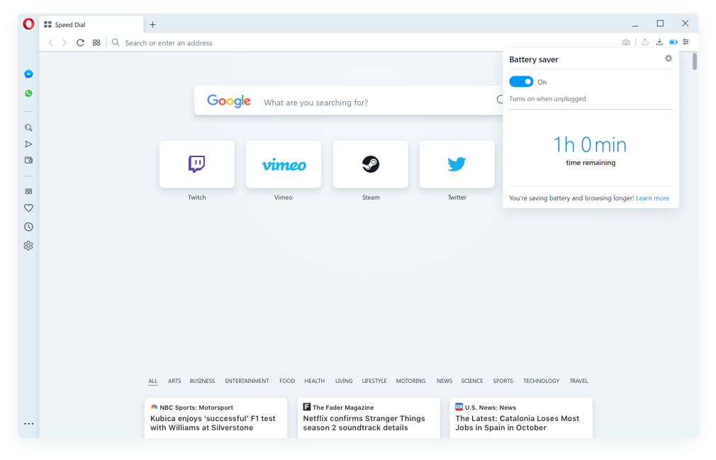 Battery saver | Browser with a power saving mode | Opera