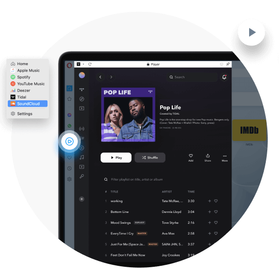 Servicios de música