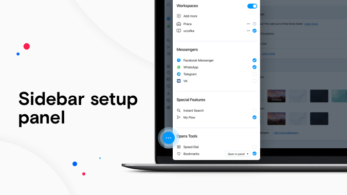 Sidebar setup panel