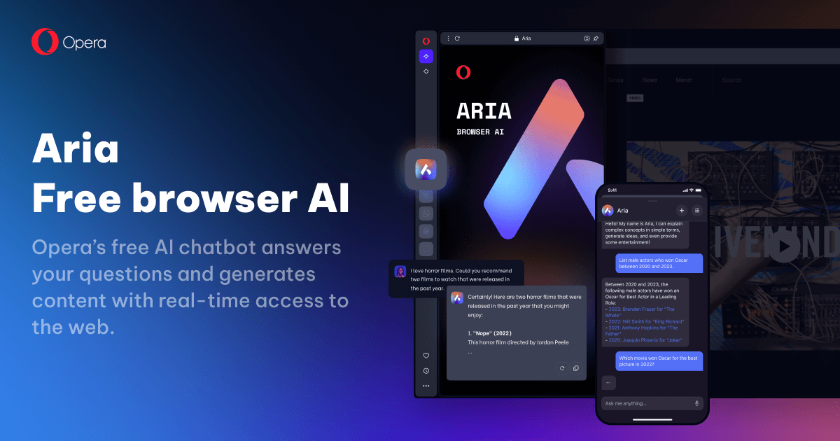 Aria browser AI | Free AI with real-time web access | Opera Browser