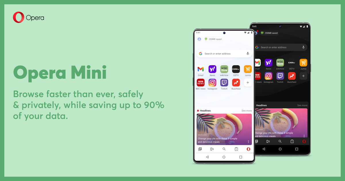 Opera Mini for Android  Ad blocker, File sharing, Data savings