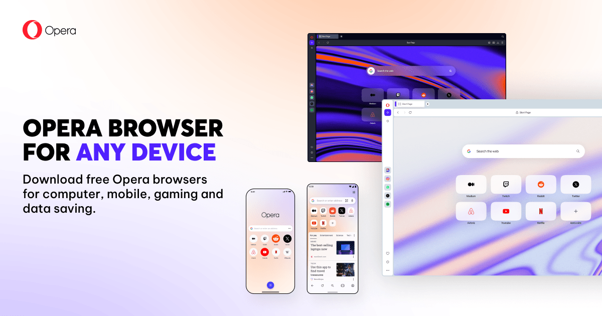 Descargue el navegador Opera para computadora, teléfono, tableta | Opera