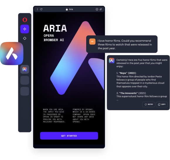 Aria browser AI