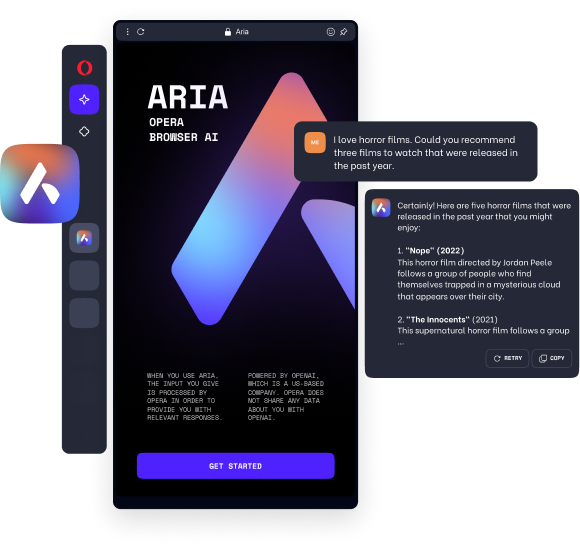 Opera's generative AI chatbot Aria now supports Opera GX browser