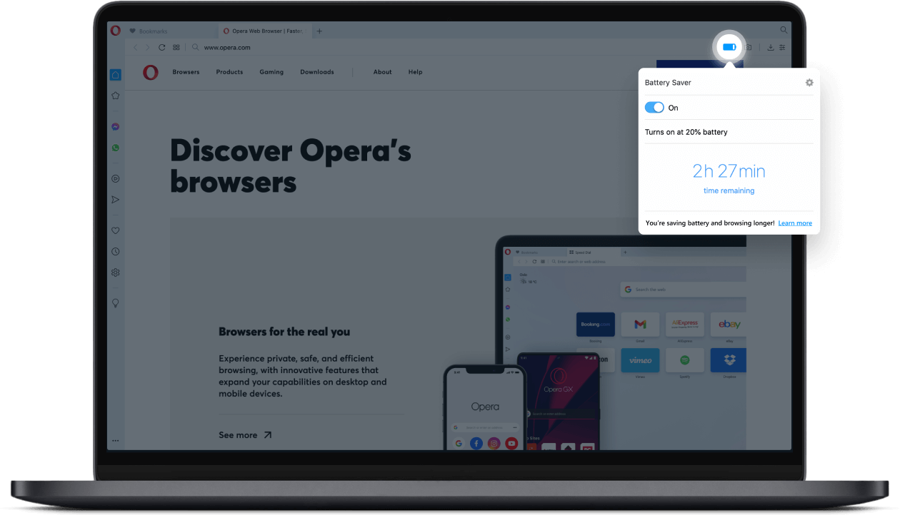How to enable the battery saver feature in Opera