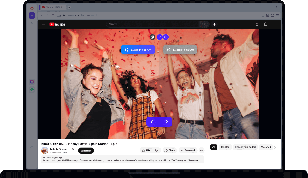 Режим Lucid | Бесплатное средство улучшения видео | Opera Browser