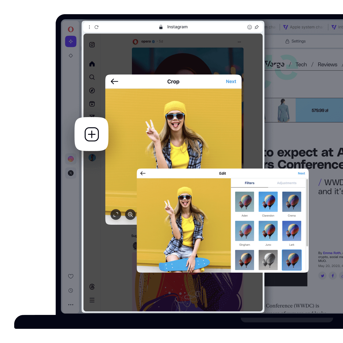 Instagram en Opera Publica, ve y envía mensajes desde el escritorio